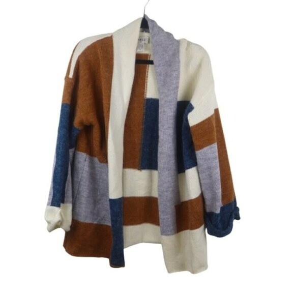 Fable Size M Colorblock Open Front Cardigan Sweater Relaxed Fit Loungewear - Picture 12 of 13